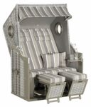 SunnySmart Sunny SMART Rustikal 30 Z Strandkorb, Onix, Geflecht/Pinienholz, 125x80x160 cm, inkl. Polster, mit Bullaugen