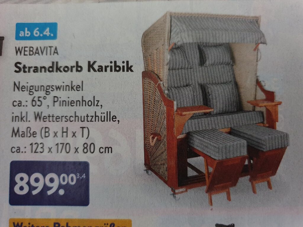 Strandkorb Webavita bei Aldi im Angebot