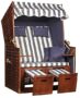 Mr. Deko Strandkorb Ostsee Rustic Wood Dessin Blau Weiß 4 Kissen